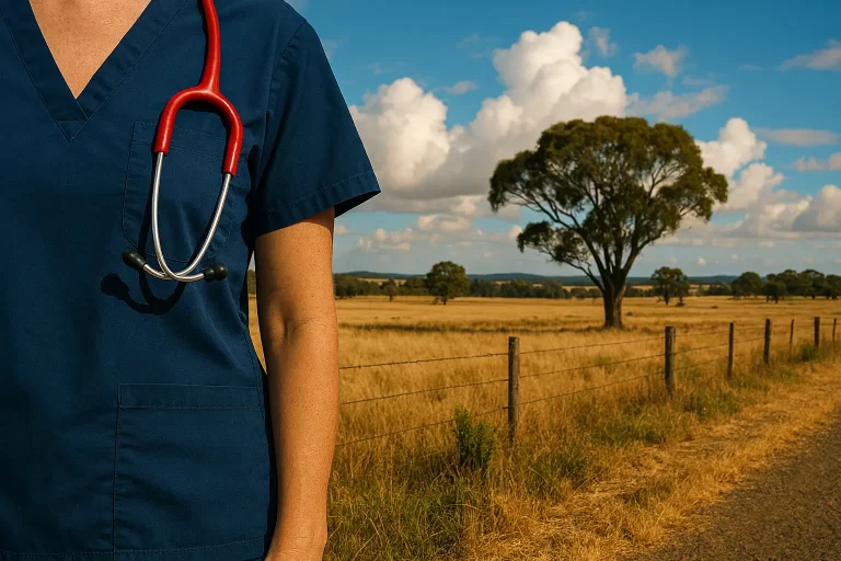 midwife standing onext to road